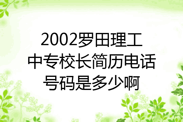 2002罗田理工中专校长简历电话号码是多少啊
