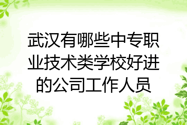 武汉有哪些中专职业技术类学校好进的公司工作人员