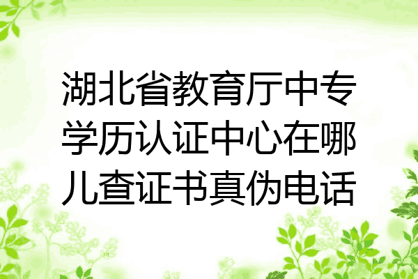 湖北省教育厅中专学历认证中心在哪儿查证书真伪电话