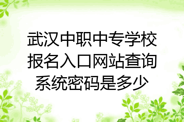 武汉中职中专学校报名入口网站查询系统密码是多少