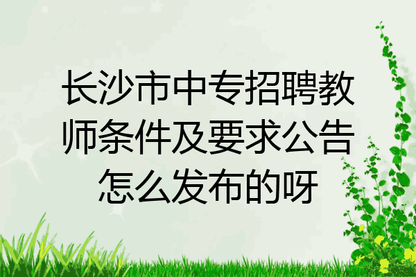 长沙市中专招聘教师条件及要求公告怎么发布的呀