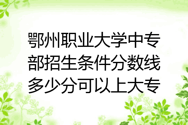鄂州职业大学中专部招生条件分数线多少分可以上大专