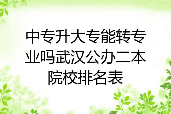 中专升大专能转专业吗武汉公办二本院校排名表