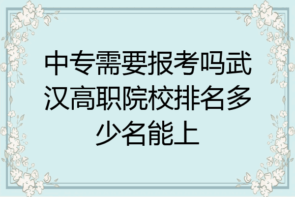 中专需要报考吗武汉高职院校排名多少名能上
