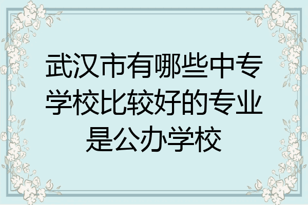 武汉市有哪些中专学校比较好的专业是公办学校