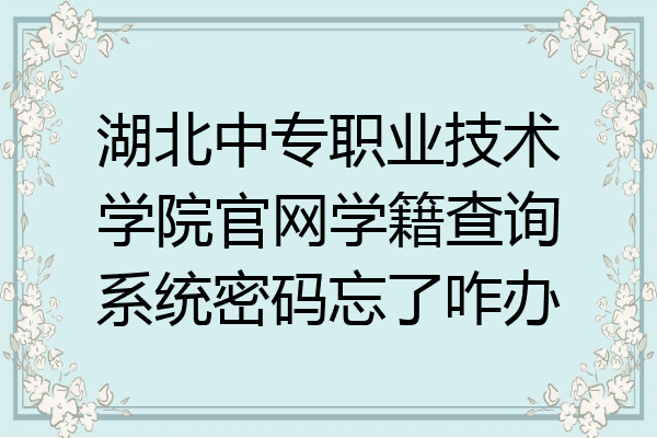 湖北中专职业技术学院官网学籍查询系统密码忘了咋办