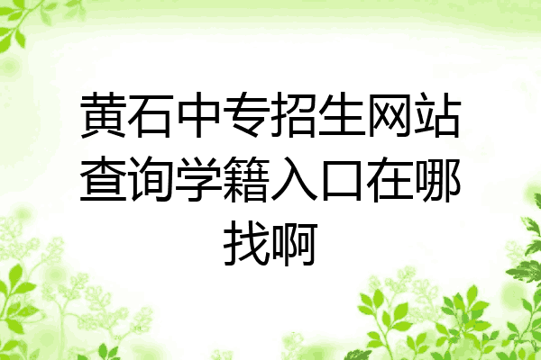 黄石中专招生网站查询学籍入口在哪找啊