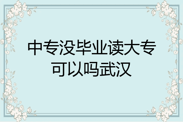 中专没毕业读大专可以吗武汉