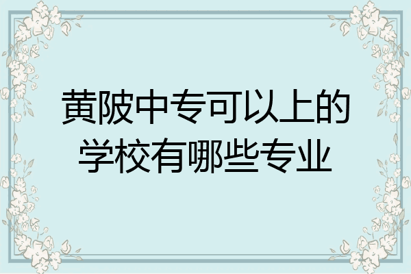 黄陂中专可以上的学校有哪些专业