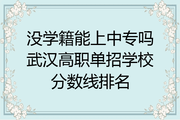 没学籍能上中专吗武汉高职单招学校分数线排名