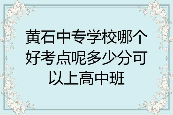 黄石中专学校哪个好考点呢多少分可以上高中班