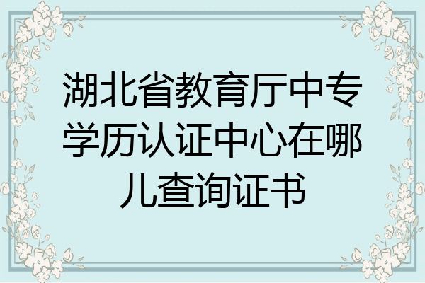湖北省教育厅中专学历认证中心在哪儿查询证书