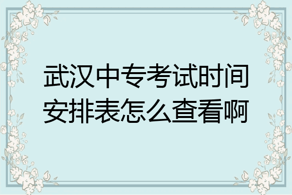 武汉中专考试时间安排表怎么查看啊