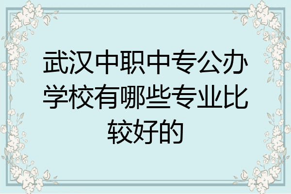 武汉中职中专公办学校有哪些专业比较好的