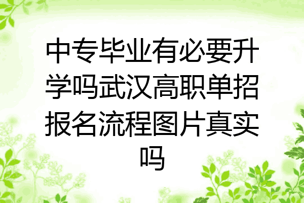 中专毕业有必要升学吗武汉高职单招报名流程图片真实吗