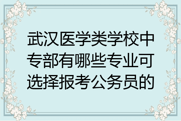 武汉医学类学校中专部有哪些专业可选择报考公务员的