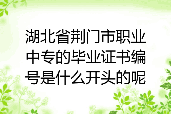 湖北省荆门市职业中专的毕业证书编号是什么开头的呢