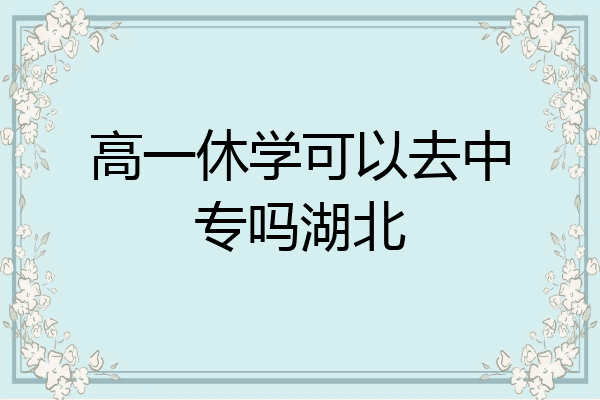 高一休学可以去中专吗湖北