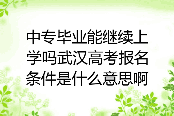 中专毕业能继续上学吗武汉高考报名条件是什么意思啊