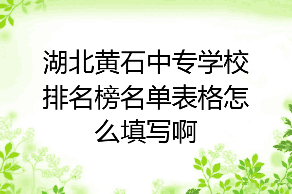 湖北黄石中专学校排名榜名单表格怎么填写啊