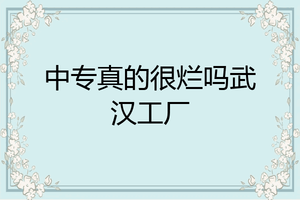 中专真的很烂吗武汉工厂