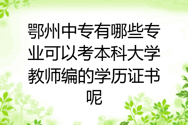 鄂州中专有哪些专业可以考本科大学教师编的学历证书呢