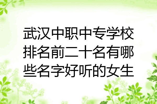 武汉中职中专学校排名前二十名有哪些名字好听的女生