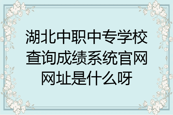 湖北中职中专学校查询成绩系统官网网址是什么呀
