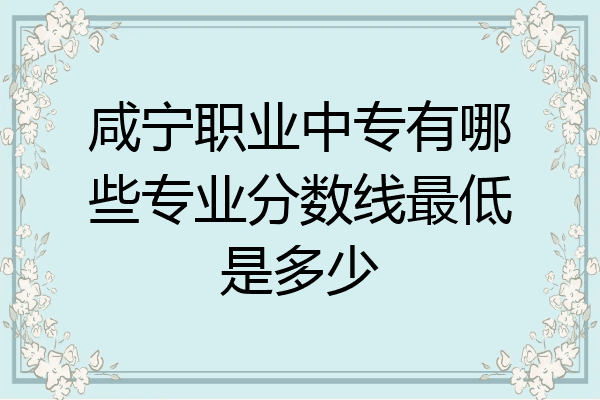 咸宁职业中专有哪些专业分数线最低是多少