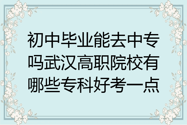 初中毕业能去中专吗武汉高职院校有哪些专科好考一点