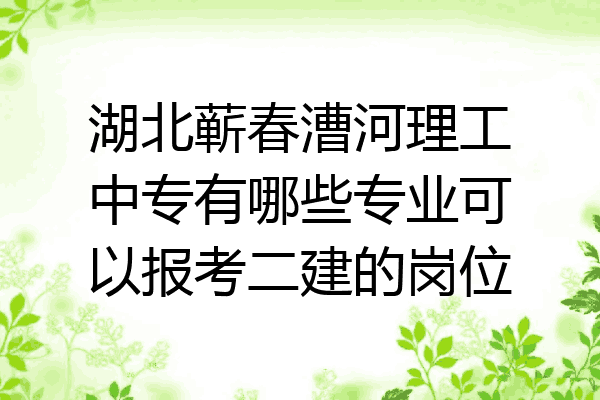 湖北蕲春漕河理工中专有哪些专业可以报考二建的岗位