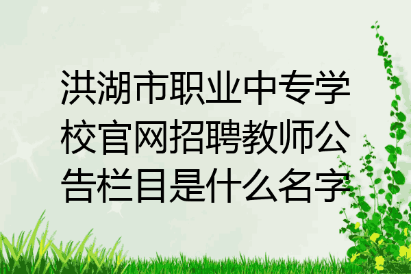 洪湖市职业中专学校官网招聘教师公告栏目是什么名字