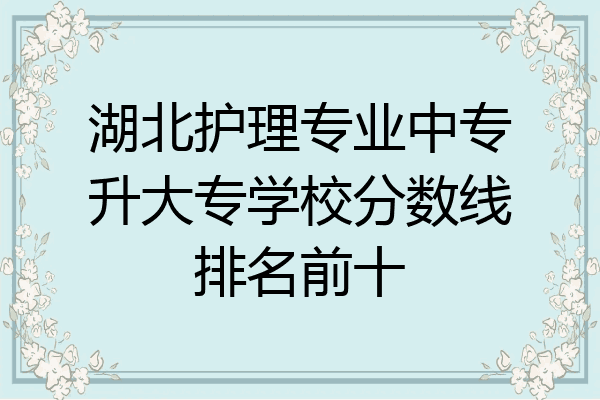 湖北护理专业中专升大专学校分数线排名前十
