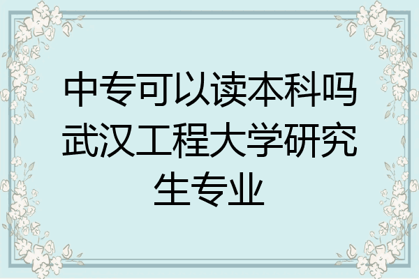 中专可以读本科吗武汉工程大学研究生专业