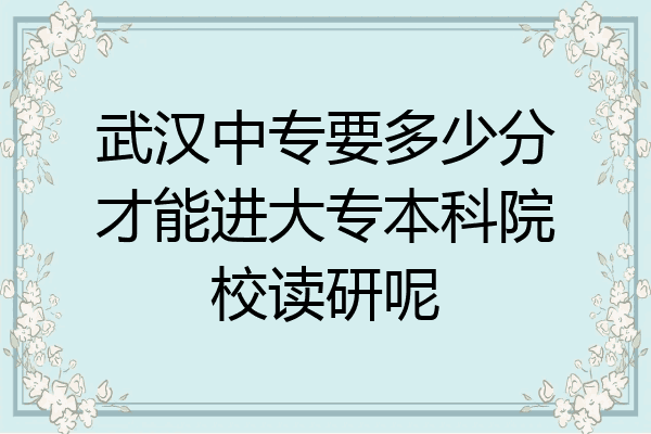 武汉中专要多少分才能进大专本科院校读研呢