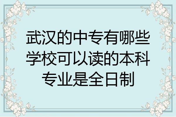 武汉的中专有哪些学校可以读的本科专业是全日制