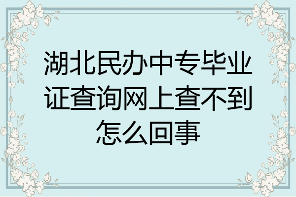 湖北民办中专毕业证查询网上查不到怎么回事