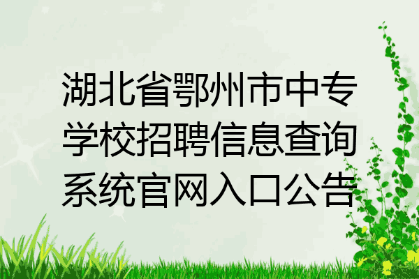 湖北省鄂州市中专学校招聘信息查询系统官网入口公告