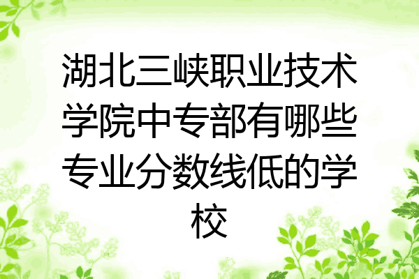 湖北三峡职业技术学院中专部有哪些专业分数线低的学校