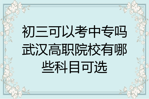 初三可以考中专吗武汉高职院校有哪些科目可选