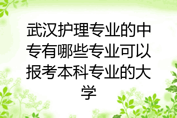 武汉护理专业的中专有哪些专业可以报考本科专业的大学