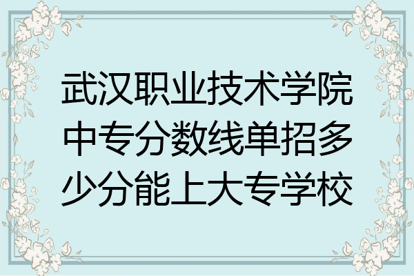 武汉职业技术学院中专分数线单招多少分能上大专学校
