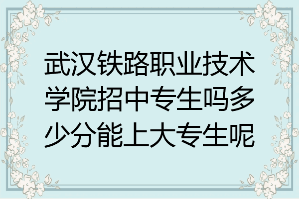 武汉铁路职业技术学院招中专生吗多少分能上大专生呢