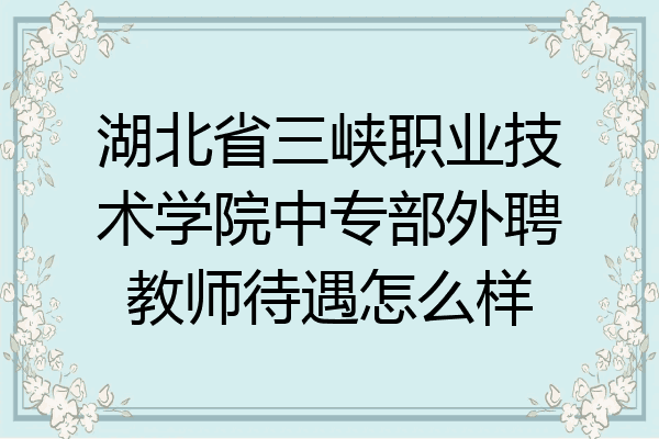 湖北省三峡职业技术学院中专部外聘教师待遇怎么样
