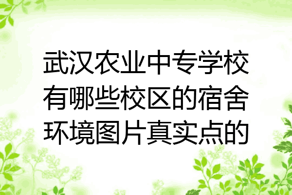 武汉农业中专学校有哪些校区的宿舍环境图片真实点的