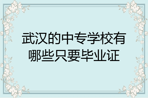 武汉的中专学校有哪些只要毕业证
