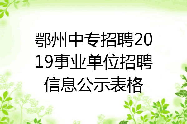 鄂州中专招聘2019事业单位招聘信息公示表格