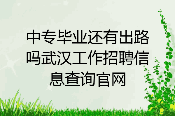 中专毕业还有出路吗武汉工作招聘信息查询官网