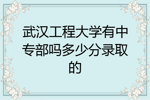 武汉工程大学有中专部吗多少分录取的