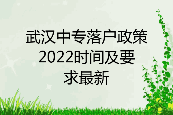 武汉中专落户政策2022时间及要求最新